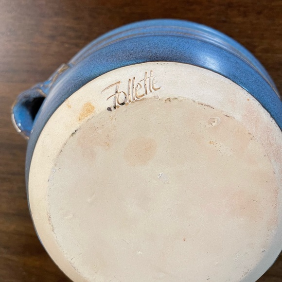 Kent Follette Blue Glazed Pottery Bowl Artist Signed - Picture 4 of 5